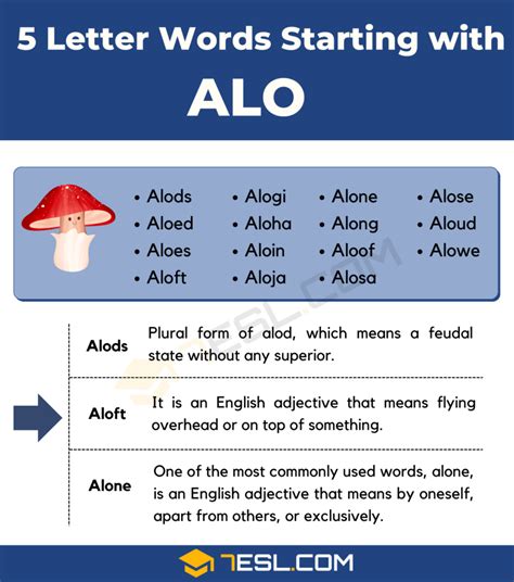 five letter words that start with alo|Find all words that start with ALO